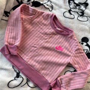 Nike Kids Pink Striped Crew Neck